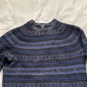 J. Crew Men's Nordic Pattern Sweater in Blue and Gray - Lambs Wool